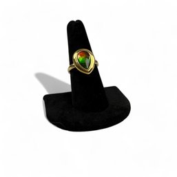 Sterling Silver And Vermeil With Faceted Glass Stone Cocktail Ring