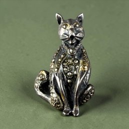 Cool Cat Sterling Silver And Marcasite Cool Cat Pin