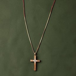 14kt Gold And Diamond Cross With Chain