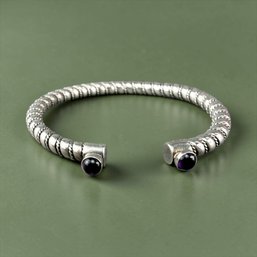 David Yurman Style Sterling Silver Twisted Cable And Amethyst Bracelet