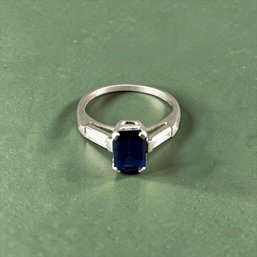 Art Deco Platinum Gold Diamond And Sapphire Ring