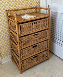 RATTAN BOUND BAMBOO (4) TRAY PATTY-O CHEST