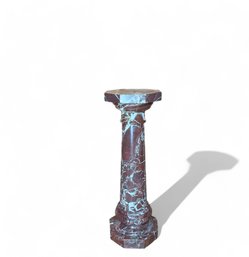 Antique 4 Foot Brown And White Marble Pedestal