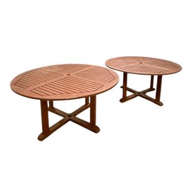 ScanCom Teak Round Outdoor Table In Red Stain #1