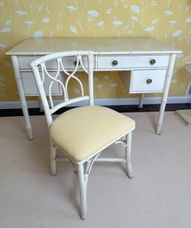 HOLLYWOOD REGENCY BAMBOO-TURNED VANITY TABLE With MATCHING CHAIR