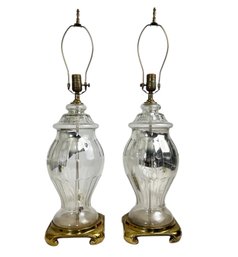 Vintage Mercury Glass Table Lamps, Pair