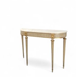 Antique French White Onyx Top Console Table