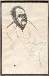 Marshall Glasier, American B. 1902 - D.1988. Untitled, Self Portrait On Paper With Ink.  From The Collection O