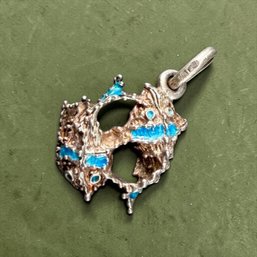 Antique Sterling Silver And Enamel Fish Form Pendant