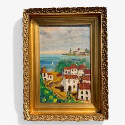 CHARMING VINTAGE OIL PAINTING Of A TROPICAL COASTLINE