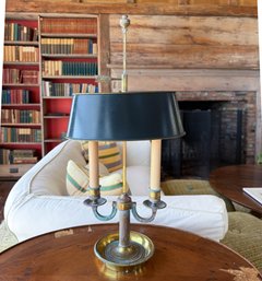 FRENCH-INSPIRED TWO-LIGHT BRASS TABLE LAMP