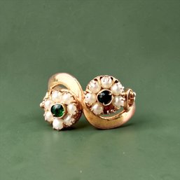 Victorian 12k, Emerald And Pearl Ring