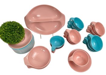 Russel Wright  Melamine Tableware In Pink And Turquoise