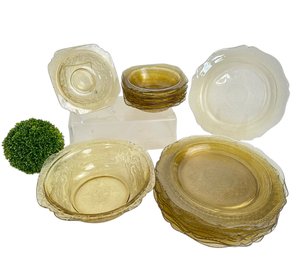 Federal Glass Madrid Pattern Amber Depression Glass 19 Pcs