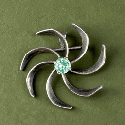 Taxco Mexico Sterling Silver And Blue Stone Starburst Pendant Or Pin