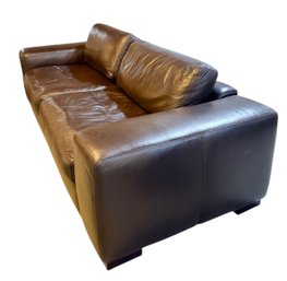 Decoro Modern Wide Track Arm Brown Leather Sofa #2