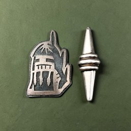 Deco Kaypell Stering Silver And 14kt Gold Collar Brooch