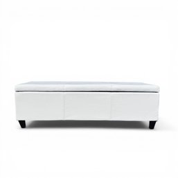WHITE LEATHER BENCH With GENEROUS STORAGE By NOBLE HOUSE