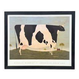 Warren Kimble, Framed Folk Art Poster Of Cow
