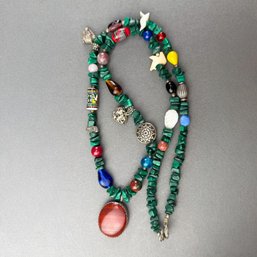 Native American Sterling Silver And Stone Necklace