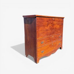 (19th C) TWO DRAWER BLANKET CHEST With SHAPED APRON