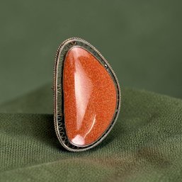 Phenomenal Sterling Silver And Goldstone Gem Pendant