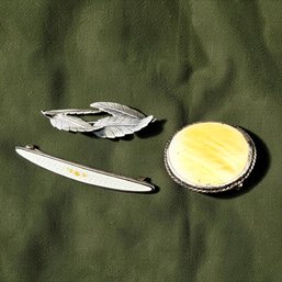 (3) Antqiue Sterling Silver Brooches