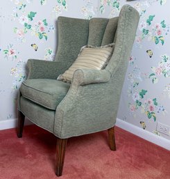 UPHOLSTERED EASY CHAIR With MOLDED MAHOGANY LEGS