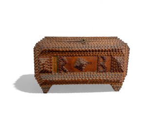 Antique Tramp Art Box With Initials RB