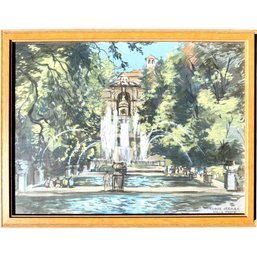 JAMES SEEMAN,(1914-1994) 'VILLA D'ESTE' FRAMED SERIGRAPH ON PAPER