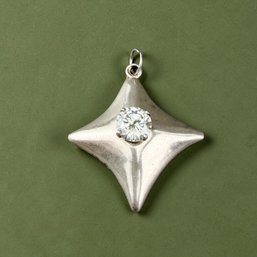 Taxco Mexico Sterling Silver And Clear Stone Pendant