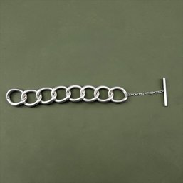 Sterling Silver Circle Link Toggle Bracelet