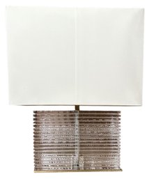 Tanner Kenzie Glass Block And Brass 'Eli Lamp'