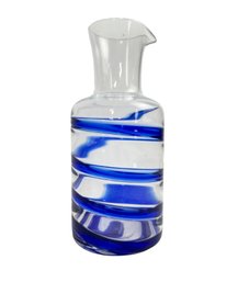 Aerin Lauder Decor Hand Blown Glass Pitcher With Cobalt Swirl
