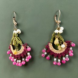 Bohemian 14kt Gold And Crochet Dangle Earrings