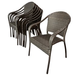 8 Frontgate Cafe Dark Brown All Weather Dining Chairs