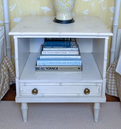 HOLLYWOOD REGENCY BAMBOO-TURNED (1) DRAWER NIGHTSTAND With BOOKSHELF