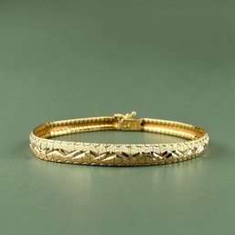 14kt Gold Etched Tennis Bracelet