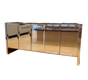 5 Door Mirror And Chrome Console Cabinet
