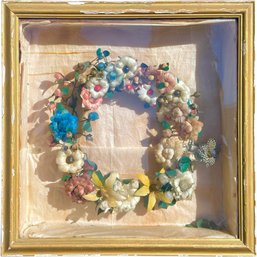 VICTORIAN MOURNING WREATH (comprised Of Bird Feathers) IN SHADOWBOX