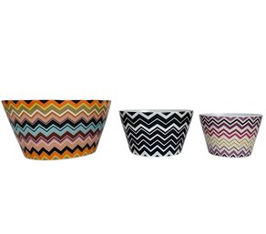 Missoni Home Stoneware Mixing Or Serving Bowls Set Of 3, New