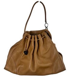 Tod's Pebbled Leather Drawstring Handbag Or Purse In Tan