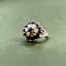 14kt Gold Diamond And Sapphire Cluster Ring