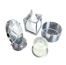 Vanity Or Bathroom Accessories, Lucite And Nickel
