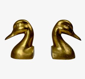 Vintage Brass Duckhead Bookends