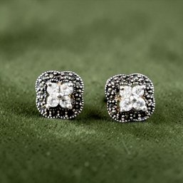Sterling Silver Marcasite And Diamond Verona Earrings