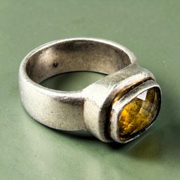 Citrine And Sterling Silver Bezel Ring