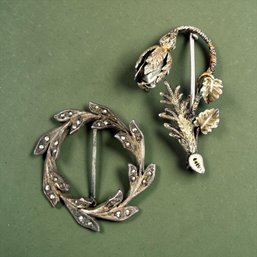 Wreath And Flora Pins In Sterling Silver