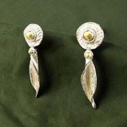 J. Gabriel 18kt Gold And Sterling Post And Dangle Earrings