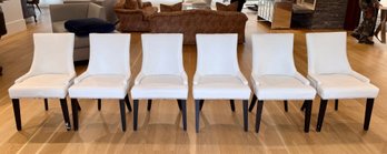 Safavieh White Leather Dining Chairs With Nickel Nail Head